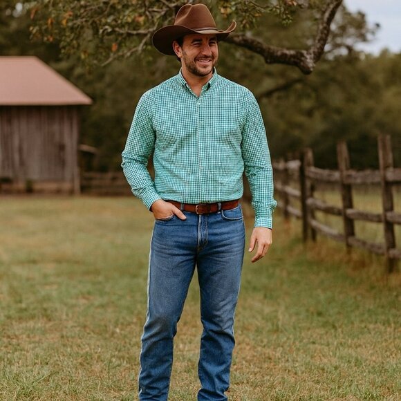 J. Crew Men M Slim Fit Green Plaid Collared Button Down‎ Casual Preppy Y2K Shirt - Picture 1 of 7